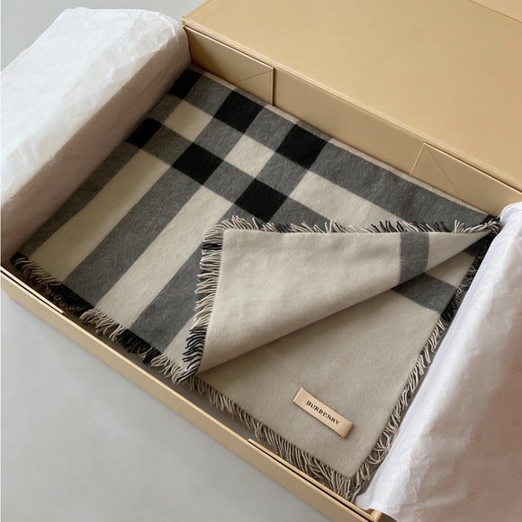 Burberry Accessories - Burberry Gray and Cream scarf